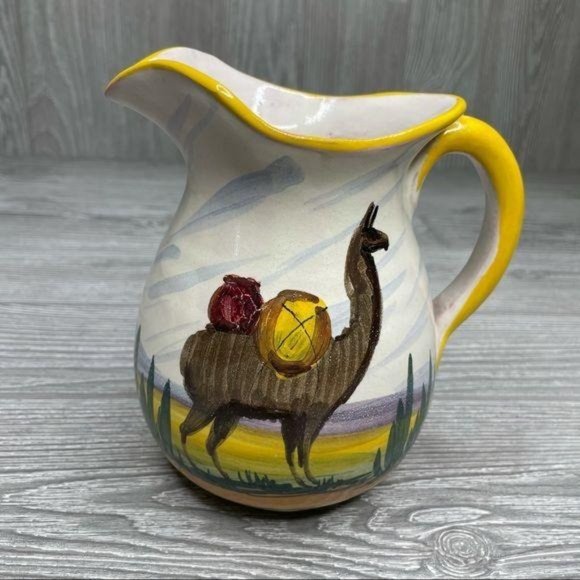 Vintage clay Peru Llama Pottery Pitcher F.C.A. decoration creamer - Picture 1 of 7